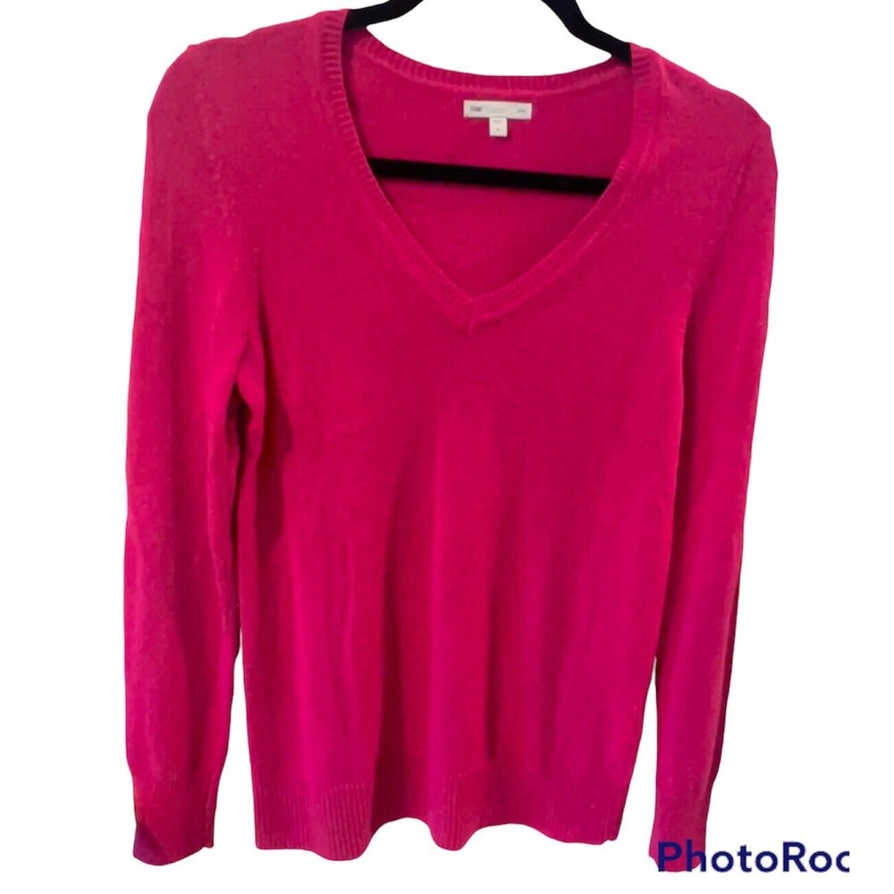 Gap Luxe Sweater Womens Small Pink Angora V-Neck layering casual preppy feminine - Picture 2 of 8